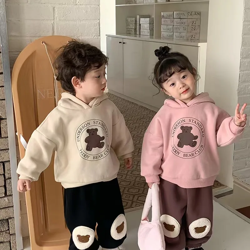 

Fashion Baby Girl Boy Cartoon Hooded Sweater Winter Autumn Infant Toddler Child Warm Outerwear Thicken Top Baby Clothes 1-8Y