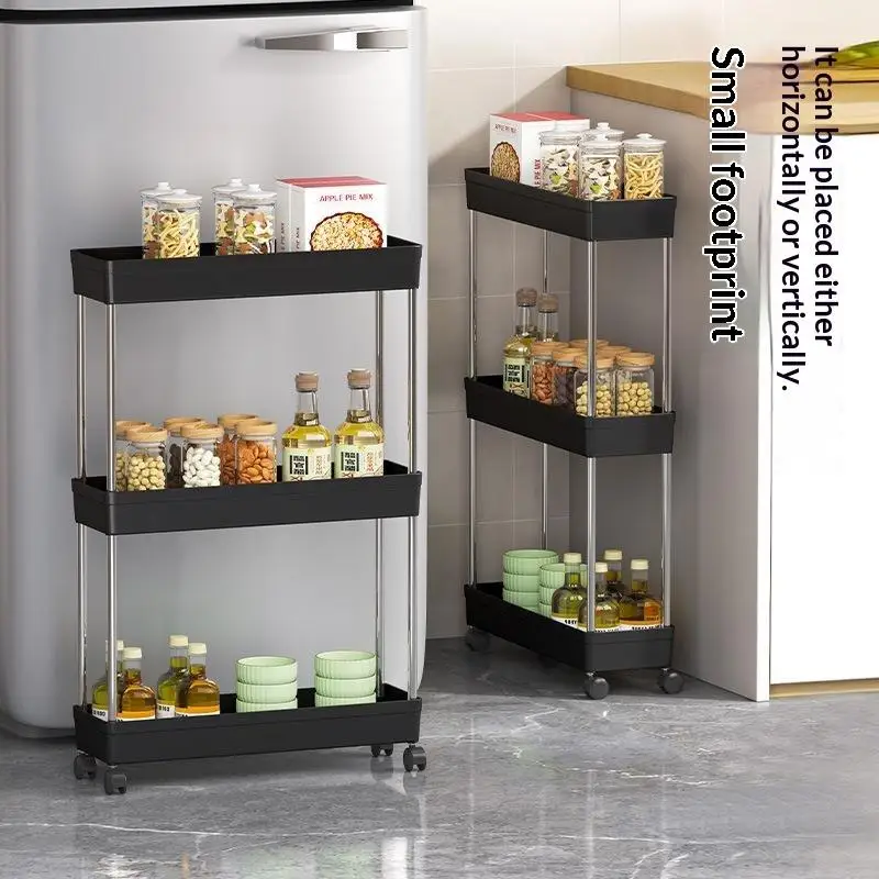 Slim Rolling Storage Cart Multi Layer Gap Organizer With Wheels Mobile Narrow Shelving Unit For Kitchen Bathroom Living Room
