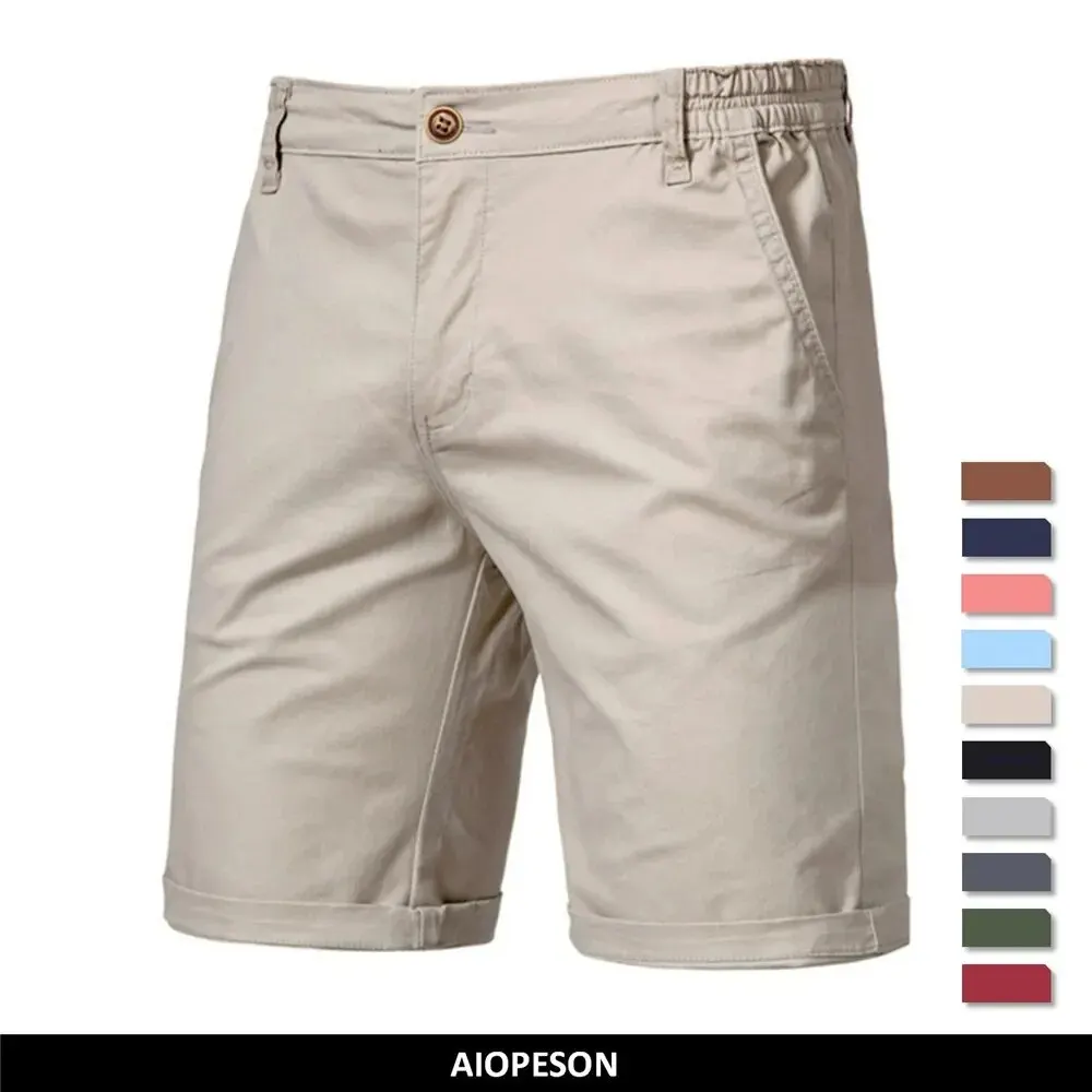 AIOPESON Estate 100% Cotone Solido Pantaloncini Da Uomo di Alta Qualità Casual Business Social Elastico In Vita Pantaloncini Da Uomo 10 Colori