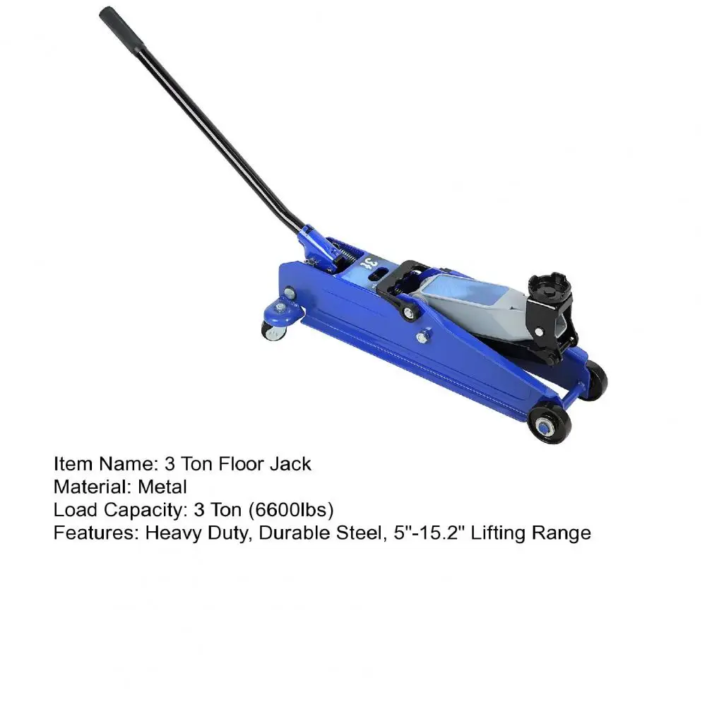 رافعة أرضية 3 طن (6600 رطل)، رافعة سيارة هيدروليكية فولاذية شديدة التحمل، مقبس أرضية سريع الرفع مقاس 52 × 15 سم مع عجلات، نطاق الرفع 5 #5