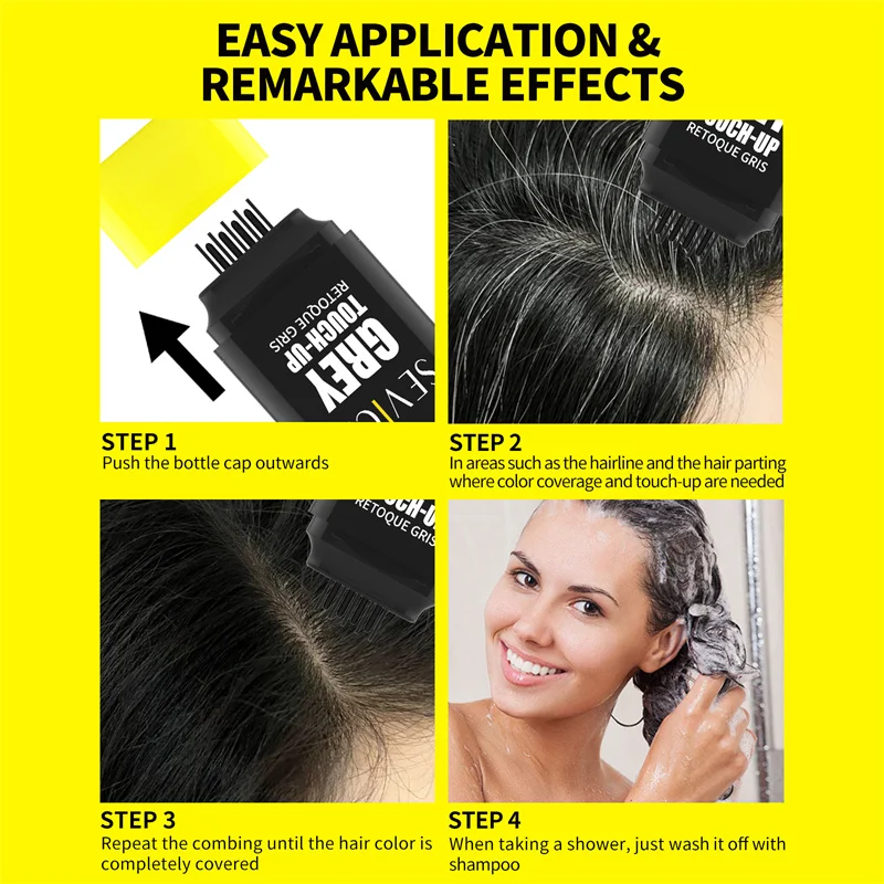 Sevich مقاوم للماء لمرة واحدة قلم صبغ الشعر غطاء عصا صبغ الشعر المؤقت رمادي أبيض الشعر المخفي كريم تلوين الشعر #6