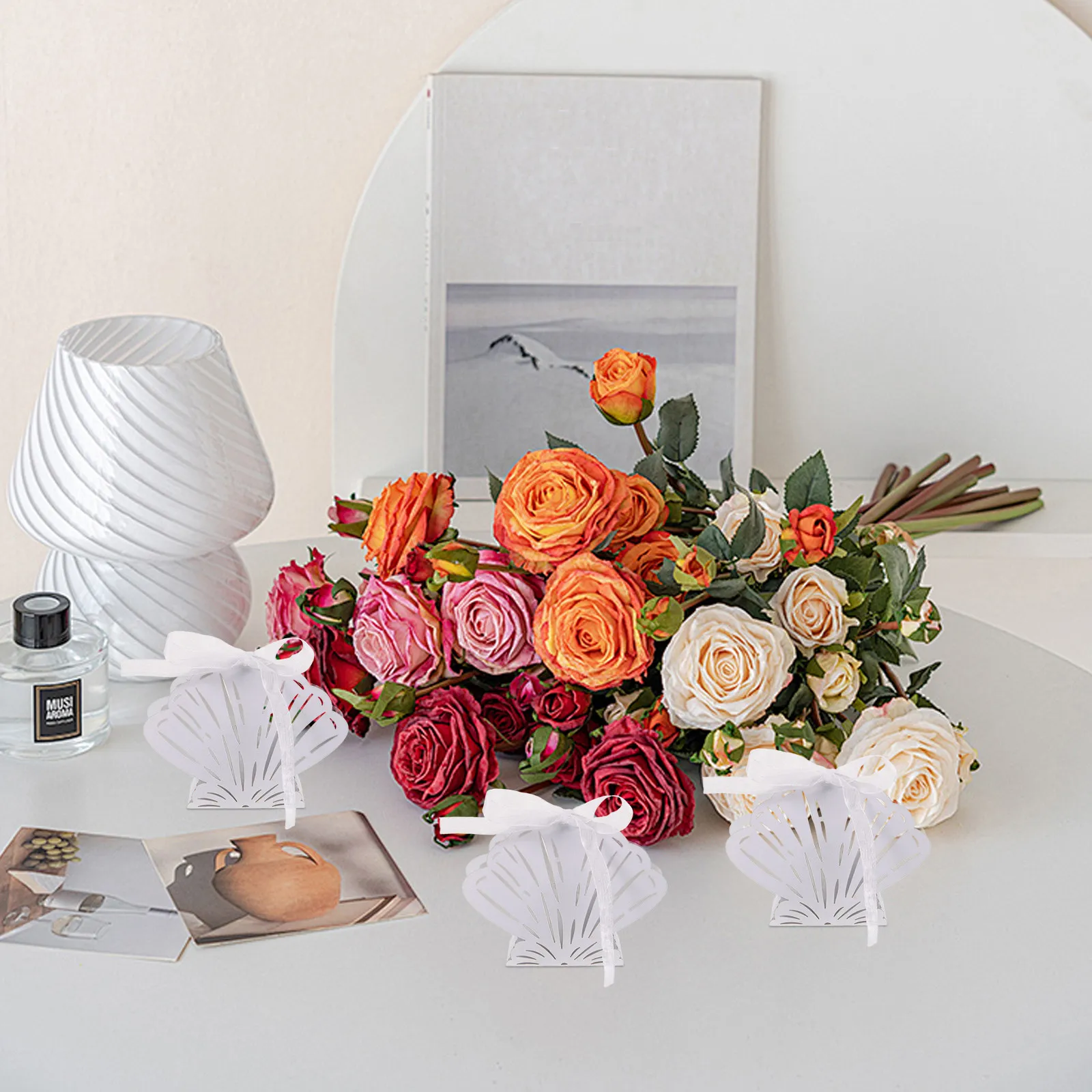 25Pcs Shell Candy Boxes Wedding Party Favor Containers Paper Chocolate Gift Boxes Small Candy Packaging Holders