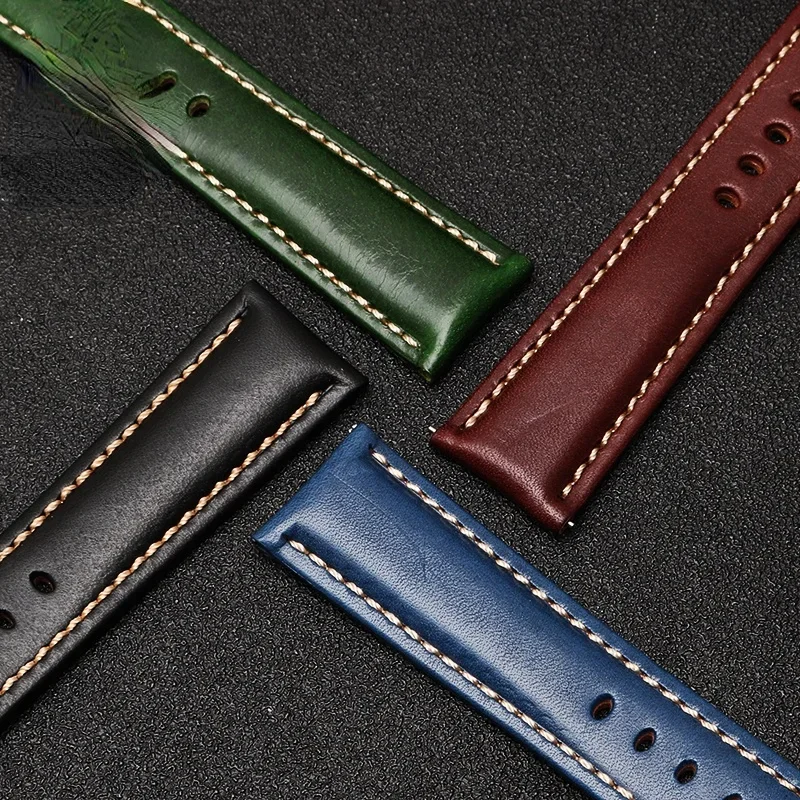 Genuine Leather Watch Strap for Seiko No. 5 Rolex Water Ghost Series Srpb93j1 Watch Band Men Women Casual Watchband Green 22mm