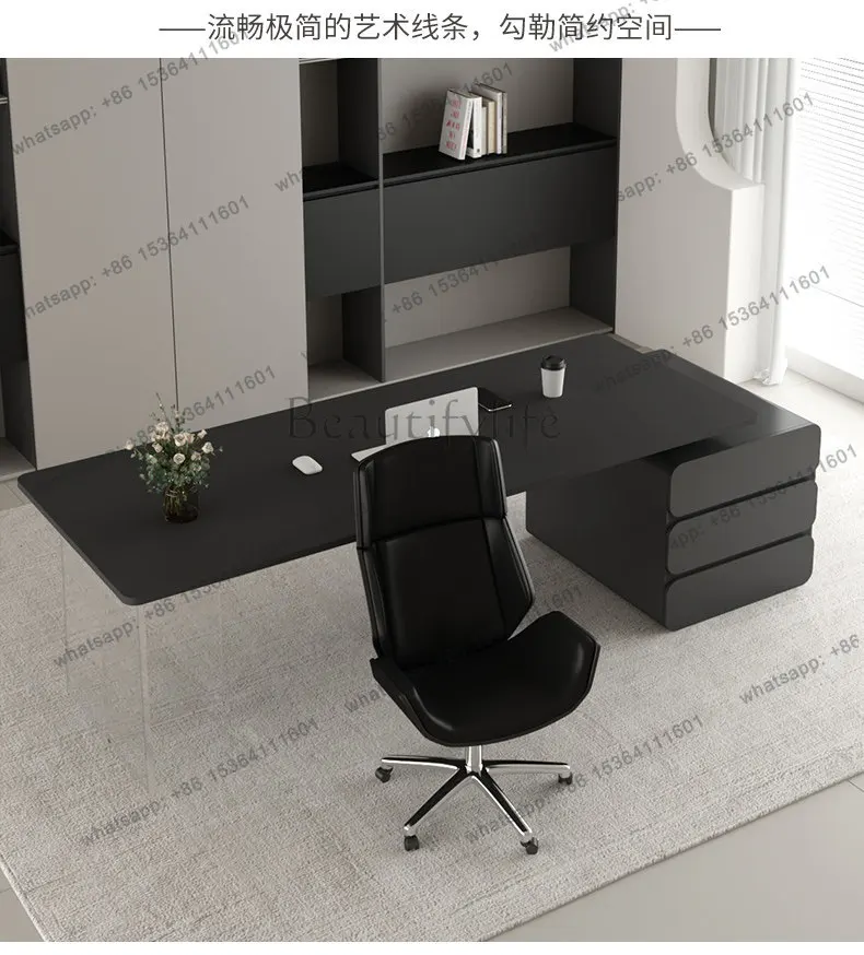 Light luxury designer rock slab desk minimalist acrylic suspension household writing desk computer desk