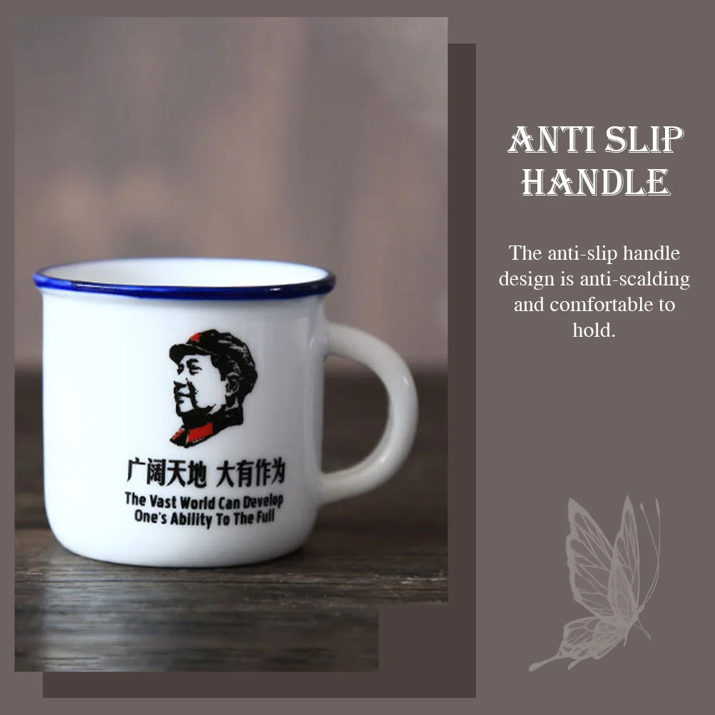 

6Pcs Chinese Style Enamel Mug Exquisite Craftsmanship Non Slip Grip Cup for Home Office Hotel Decorative Accessory