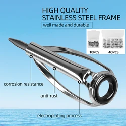 10/40pcs Ring Rod Guides Tip Tops Stainless Steel Top Tip Fishing Ring Replacement Fished Gear Convenient Outdoor Accessories