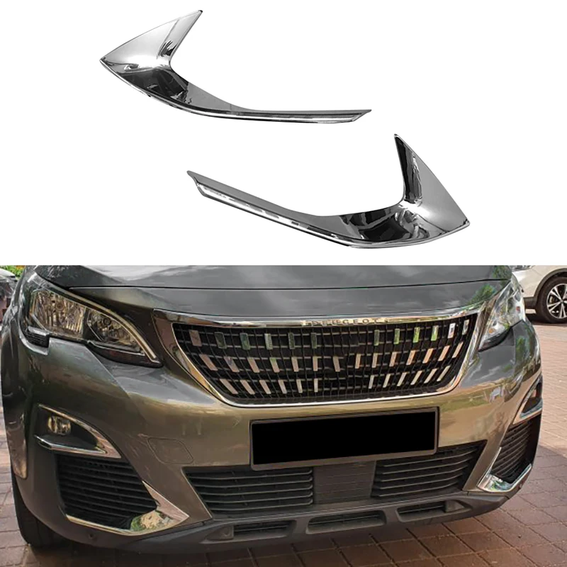 

Front Head Fog Lights Foglight Lamps Eyelid Eyebrow Strip Cover Trim Fit For Peugeot 3008 3008GT 2017 2018 2019