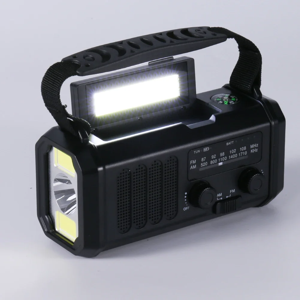 

Солнечная погодная радиостанция AM/FM с функцией SOS-сигнала, зарядкой Type-C, аварийная погодная радиостанция с LED-фонариком и лампой для чтения для использования на улице