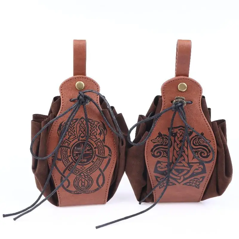 

1/2-компонентная сумка в стиле ретро викингов, кошелек на шнурке, регулируемая средневековая поясная сумка для монет, ключей и костей, аксессуар для ярмарки эпохи Возрождения