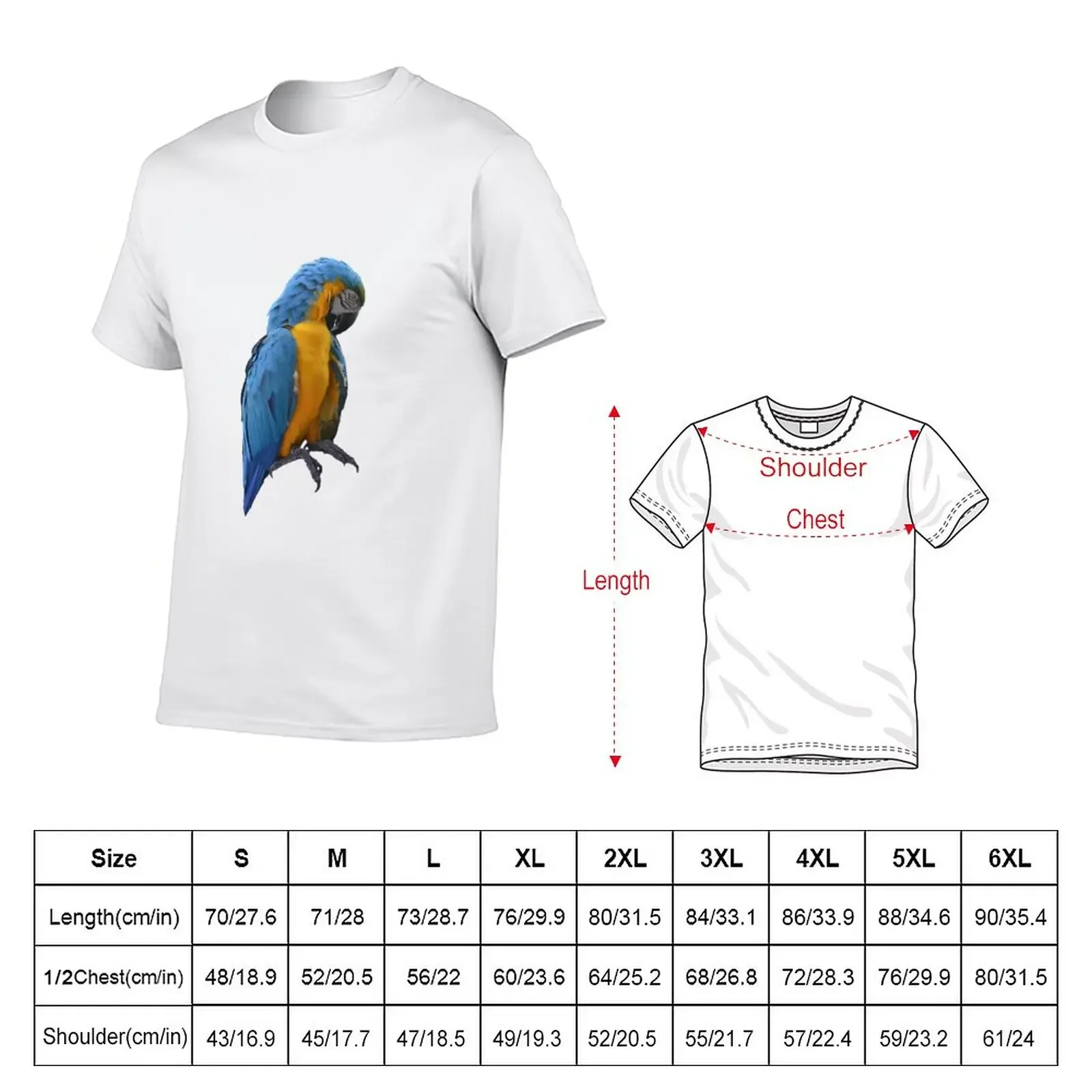 blue parrot T-Shirt animal prinfor boys vintage anime clothes mens t shirt graphic