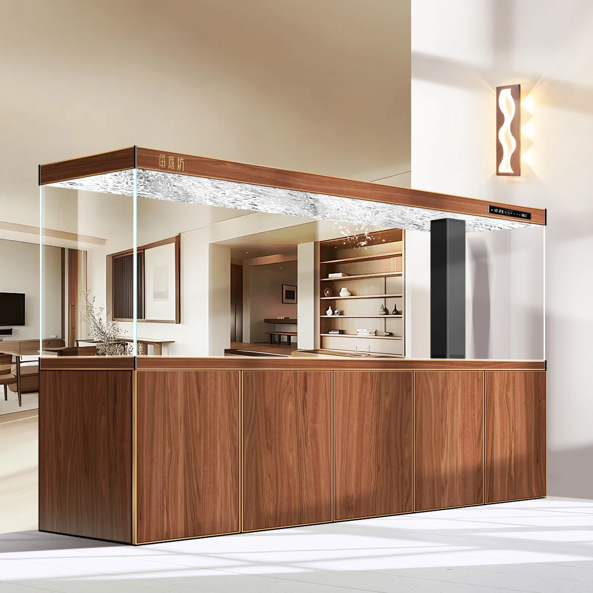 Large 2-meter fish tank, living room, ultra-white glass bottom filter, office, Jinlong fish tank with cabinet integrated