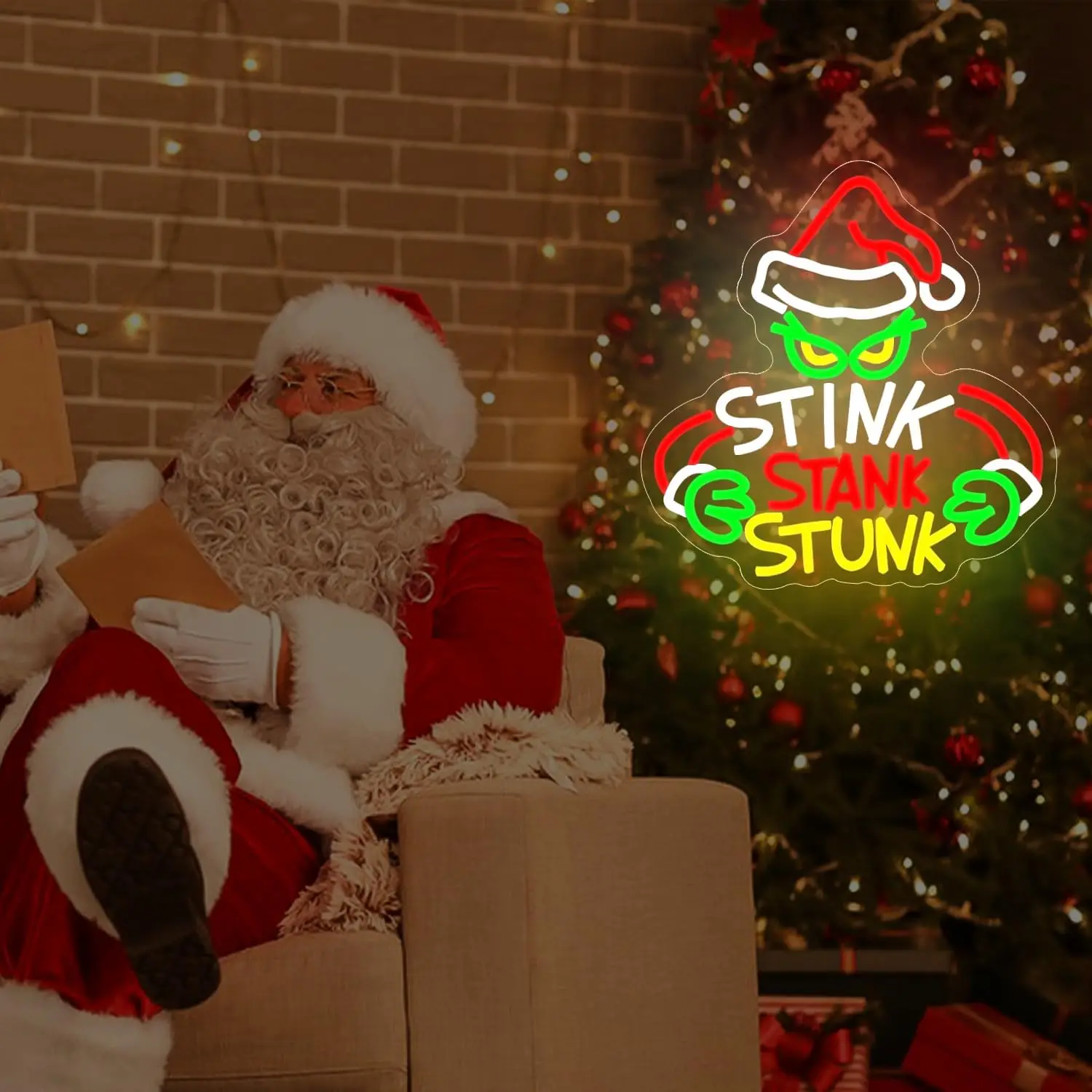 عيد الميلاد النيون تسجيل USB عكس الضوء LED ضوء النيون لغرفة النوم لعبة غرفة رجل الكهف عيد الميلاد حفلة ديكور المنزل هدية عيد الميلاد الخفيفة #5