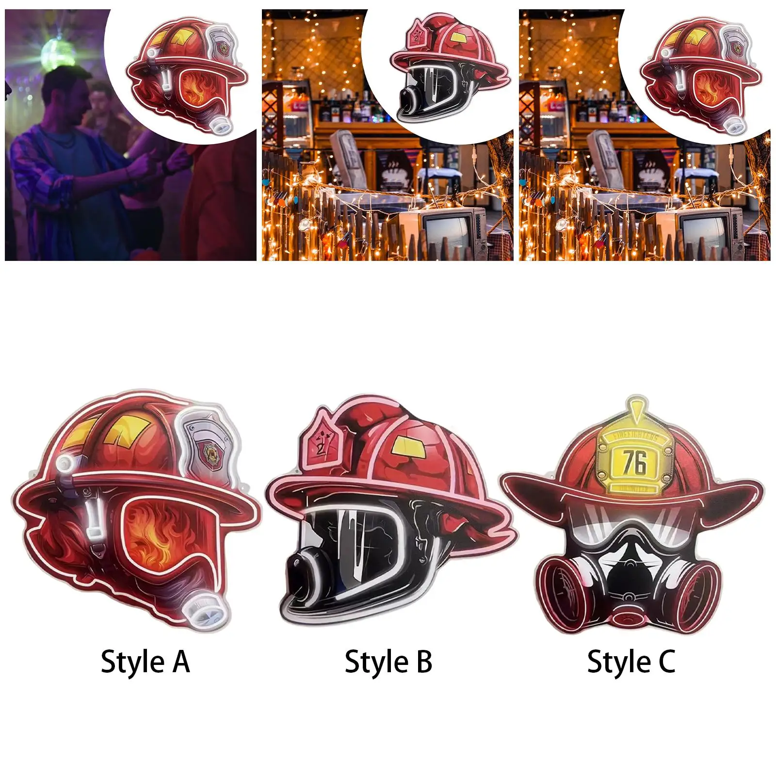 

Firefighter Helmet Sign Decoration Firefighting Hero's Helmet Decor Lamp for Modern Space Office Playroom Bedroom Station