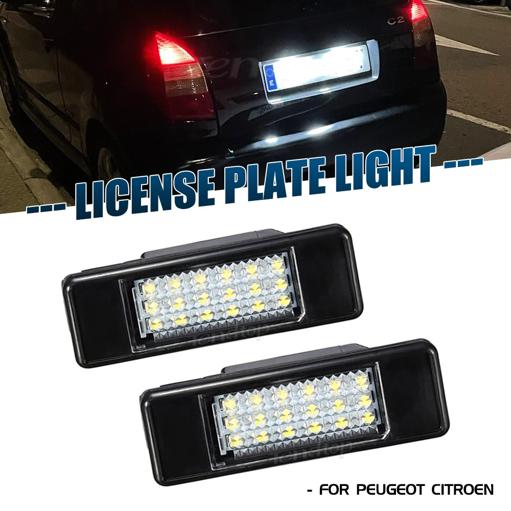 Canbus LED License Number Plate Light For Citroen C2 C3 C5 C6 C8 For Peugeot 106 1007 207 307 406 407 607 License Number lamp