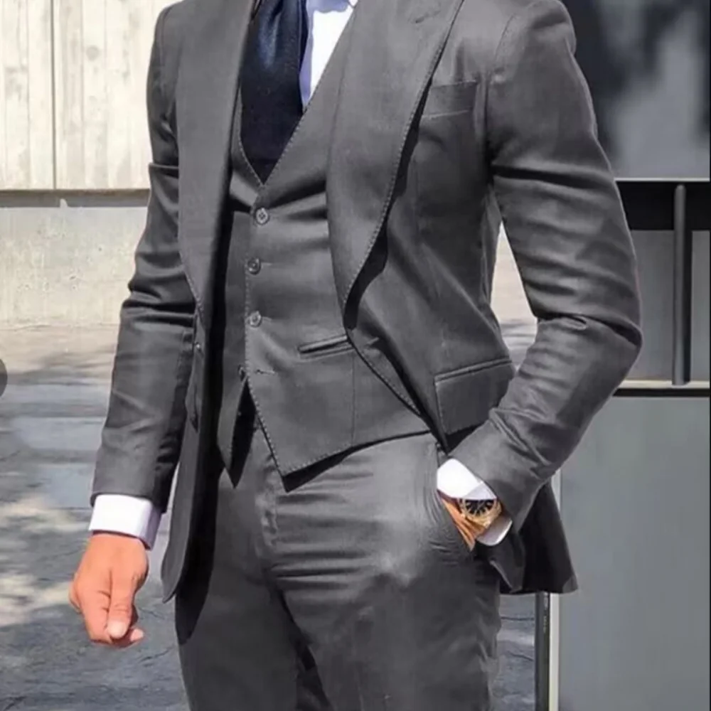 الرسمي 3 قطعة البدلات الرسمية الرجال سترة الموضة سترة السراويل رجال الأعمال الدعاوى بلغت ذروتها التلبيب السترة الدعاوى لحفل زفاف العريس البدلات الرسمية