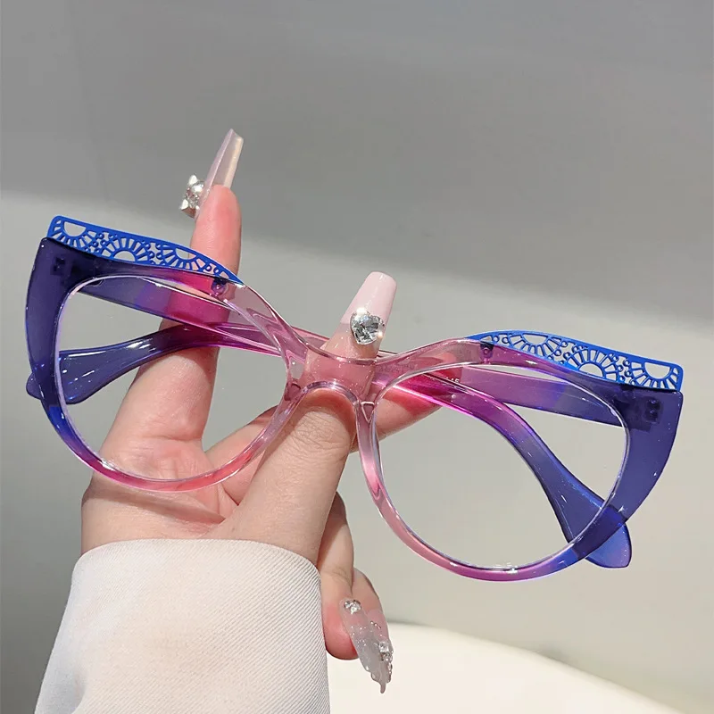 

Плоские линзы «кошачий глаз» с индивидуальным рисунком допамина без рецепта, новые модные очки с защитой от синего света для женщин и мужчин