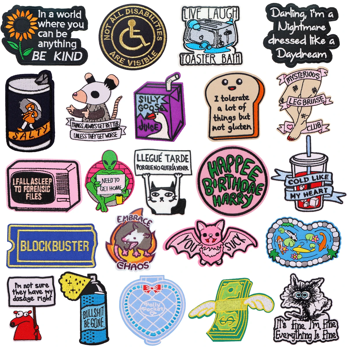 Motivational Phrase Patch Cute Embroidered Patches On Clothes DIY Iron On Patches Cartoon Badge On Backpack Toys Gift