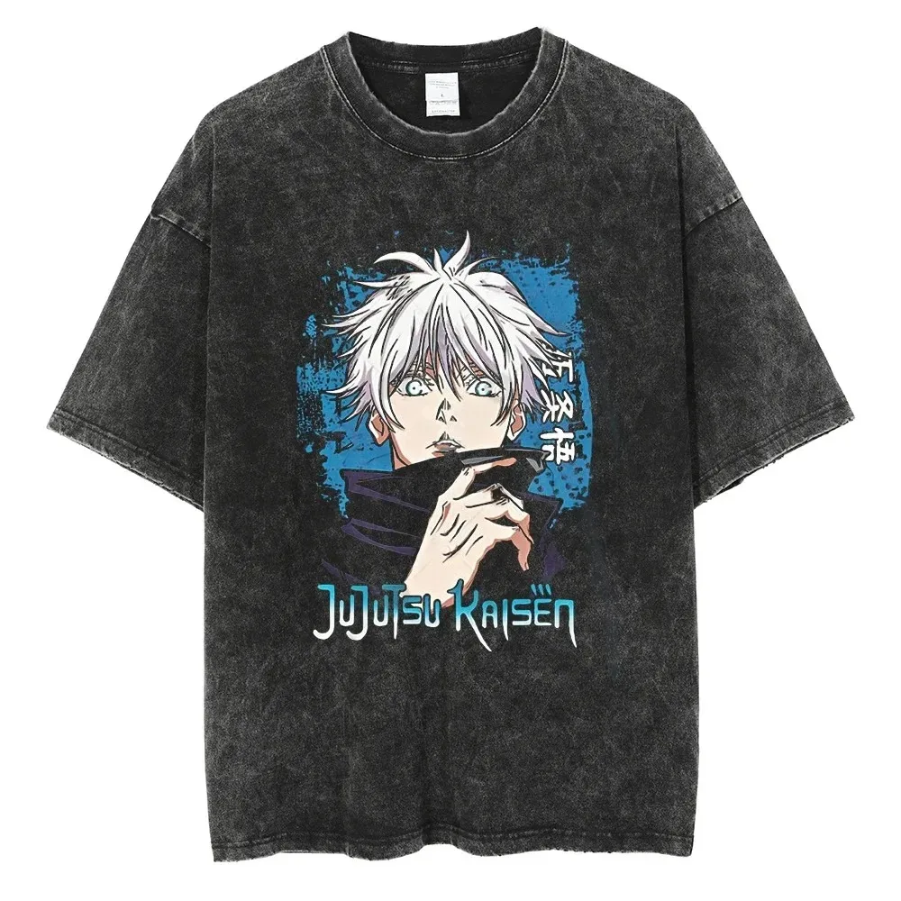 Satoru Gojo Graphic Print T-shirt Anime Jujutsu Kaisen Tee Men Women Short Sleeve Crewneck Tshirts Harajuku Male Cotton T Shirt