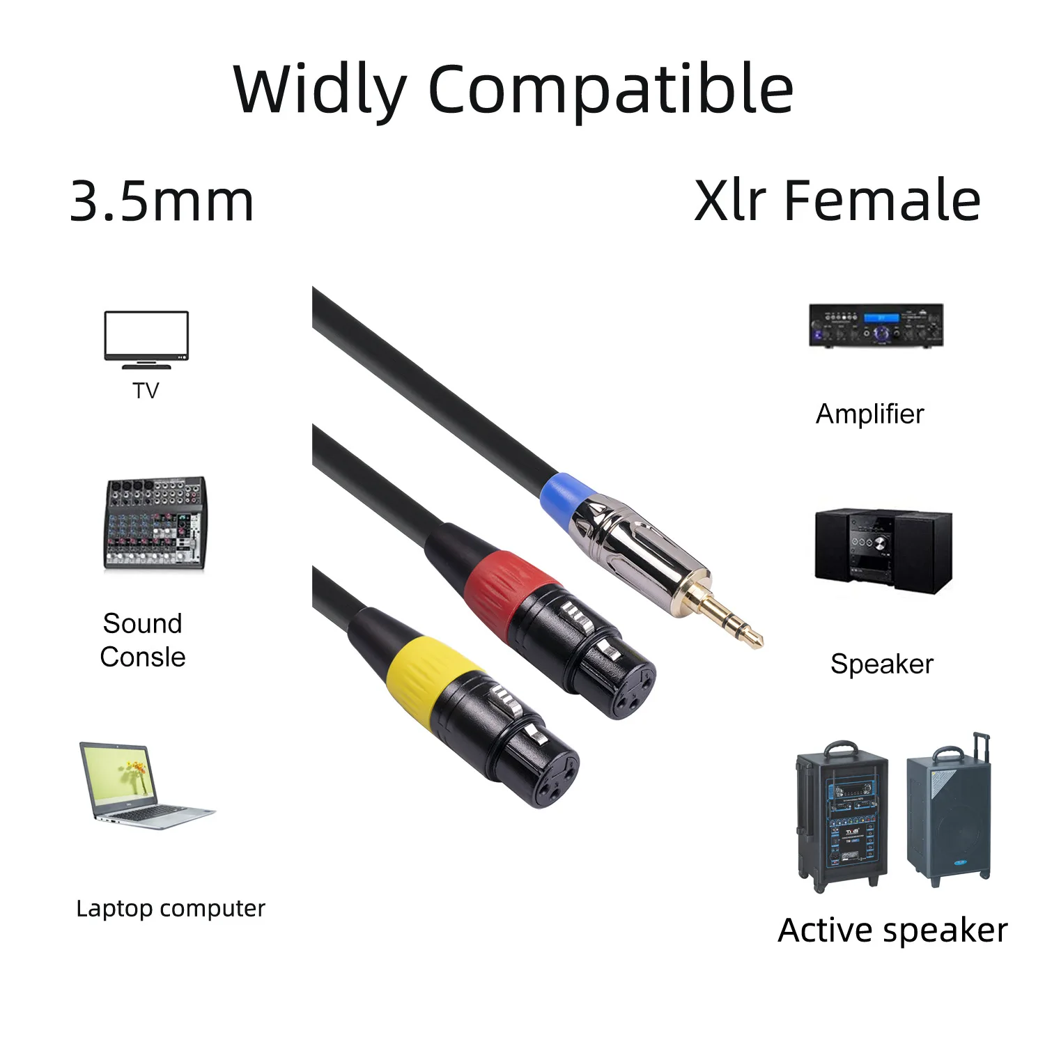 

Audio Connector Lengthened Bifurcated 3.5mm Male To Dual Canon Female 3-core Canon Stereo Microphone Audio 3m Cable