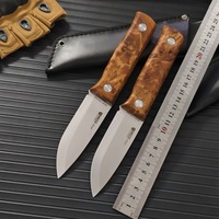 9cr18mov Stainless Steel Edged Fixed Blade Knife Cliff Cypress Wood Handle Outdoor Camping Hunting Knifes Hand Tool For Survival