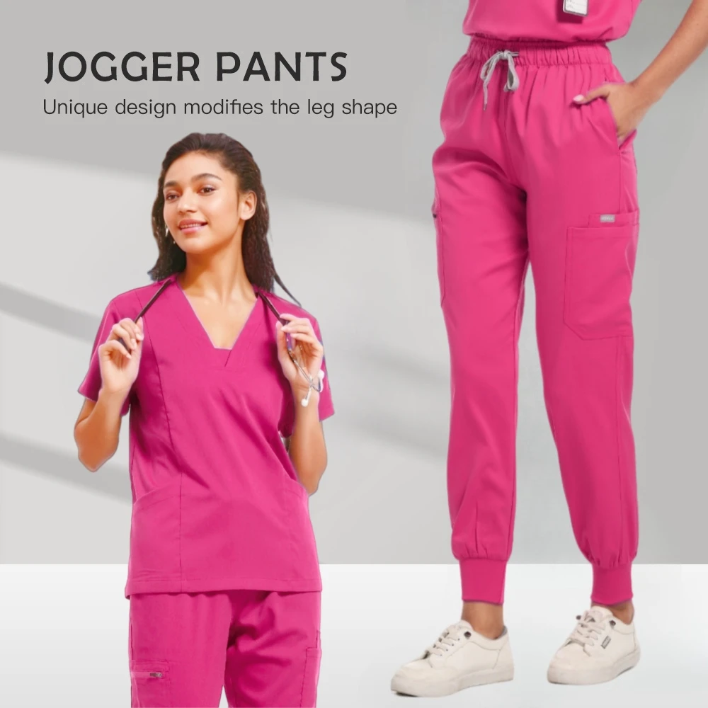 Scrubs Medical Uniform Short Sleeve Tops+Pants Nursing Uniform Women Pet Shop Doctor Hospital Clinic Surgery Workwear Scrub Sets