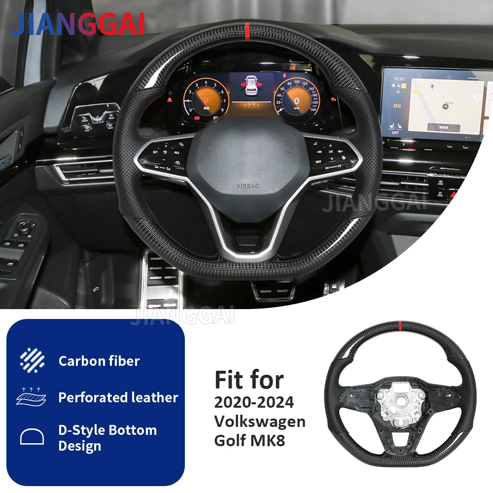 

Customized Carbon Fiber Steering Wheel For Volkswagen VW Golf 8 MK8 R/R-line GTD ARTEON 2020-2024 MK8 LED Steering Wheel