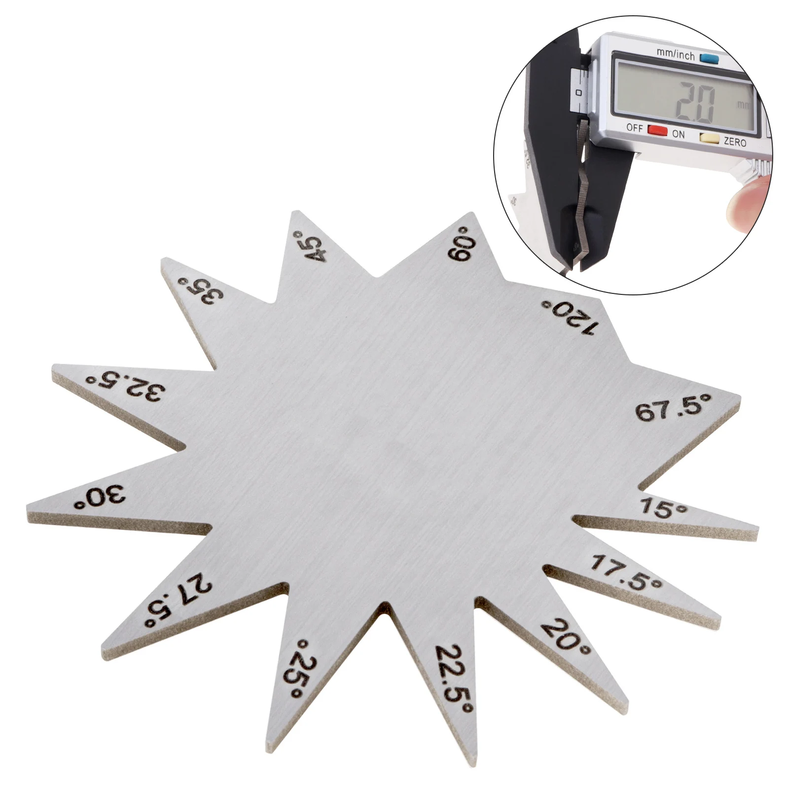 

Stainless Steel 15 to 120 Degree Screw Thread Gauge Template Multiple Angle Tool Plate Thickened Lathe Industrial Measuring Tool