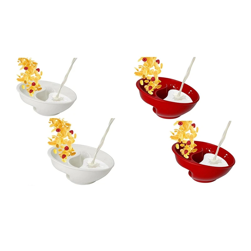 Hot Divided Cereal Bowl, Reusable Snack And Dip Bowls For Yogurt, Milk, Berries, Fries, Ketchup