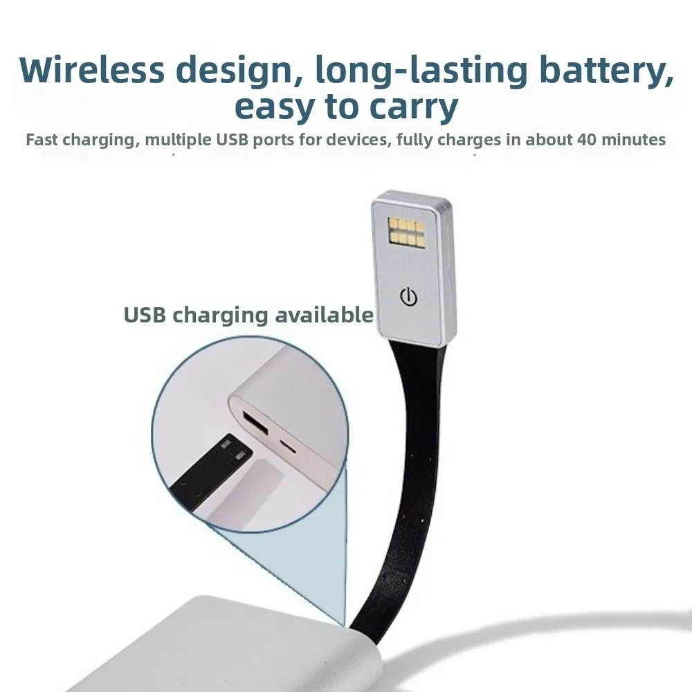 D9 USB Rechargeable LED Reading Light Stepless Dimming Easy Clip Book Clip Light 3-Level LED Book Light