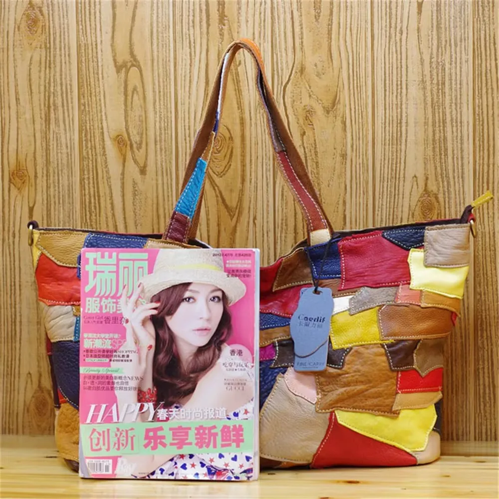 

Caerlif красочная кожаная строчка модная женская сумка на плечо с уникальным дизайном ударов в стиле древних способов стильный аксессуар