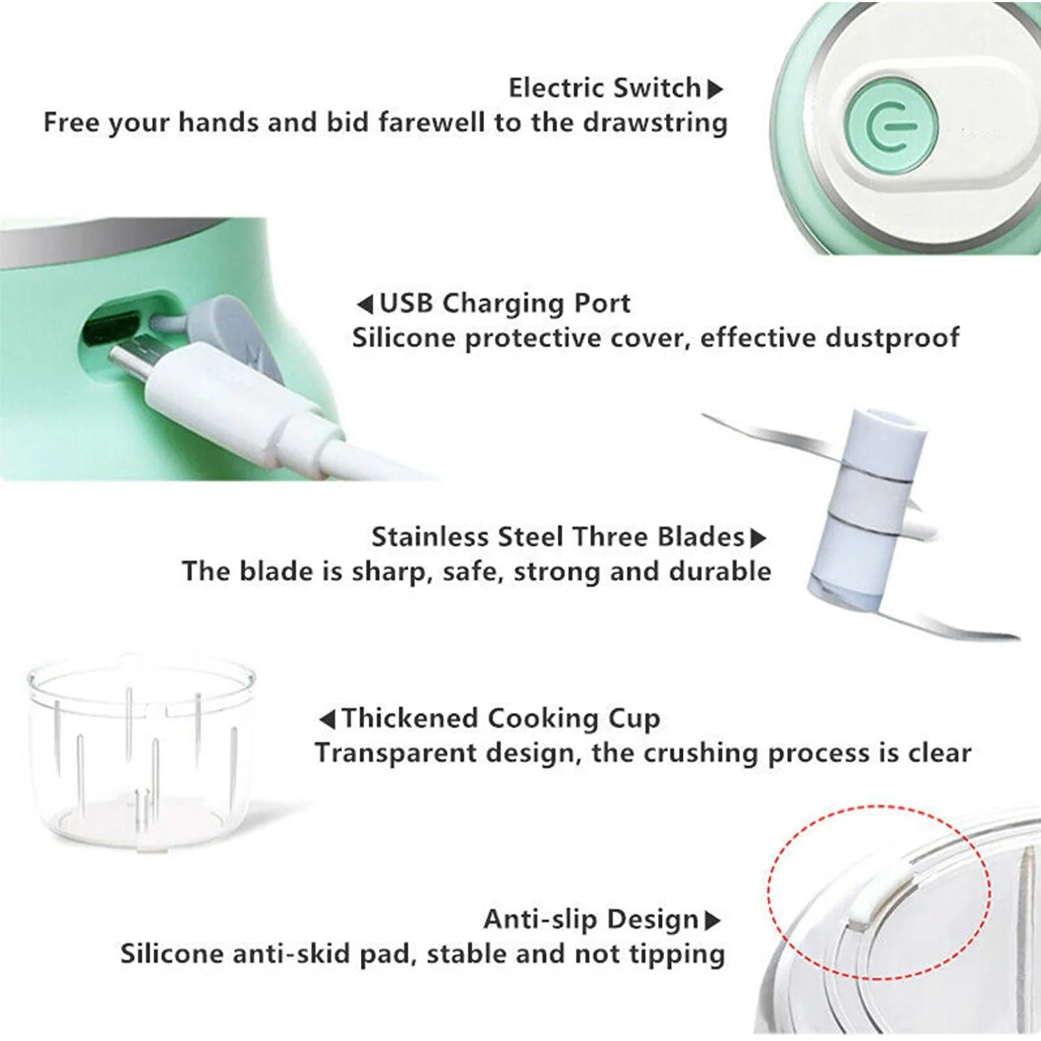 

Electric Garlic Chopper, Portable Mini Fruit Vegetable Cutter Chili Onion Mincer Food Processor For Kitchen