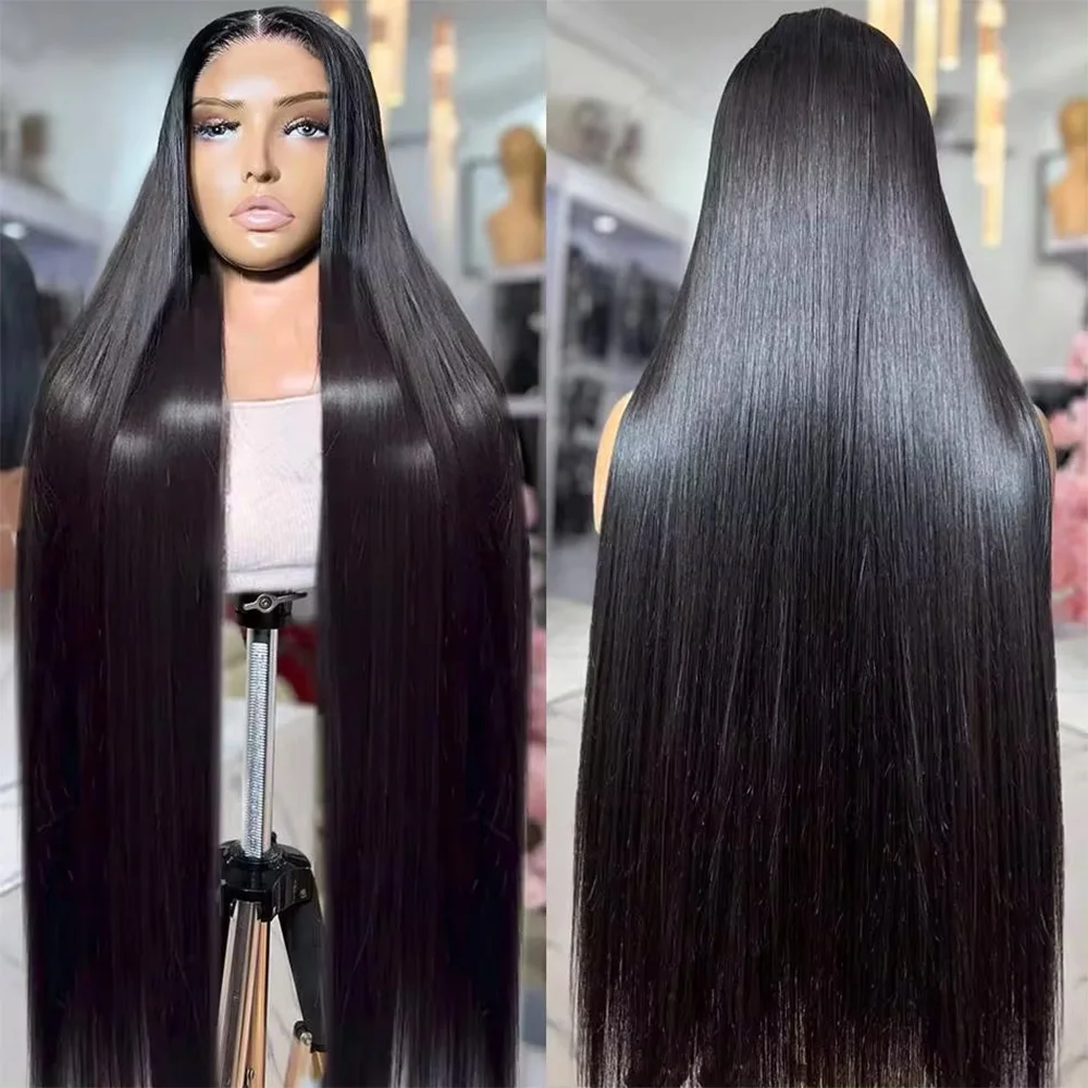 Wear e ir em linha reta 13x4 sem cola frente do laço perucas de cabelo humano nós descorados pré corte sem cola 7x5 pré arrancados perucas de renda para mulher