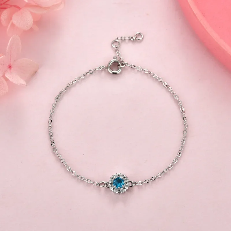 925 Bracelets for Women Blue Sapphire Jewelry Gemstone Bizuteria Pulseras De Ley 925 Mujer Pulseira Feminina 16-18cm Bracelets