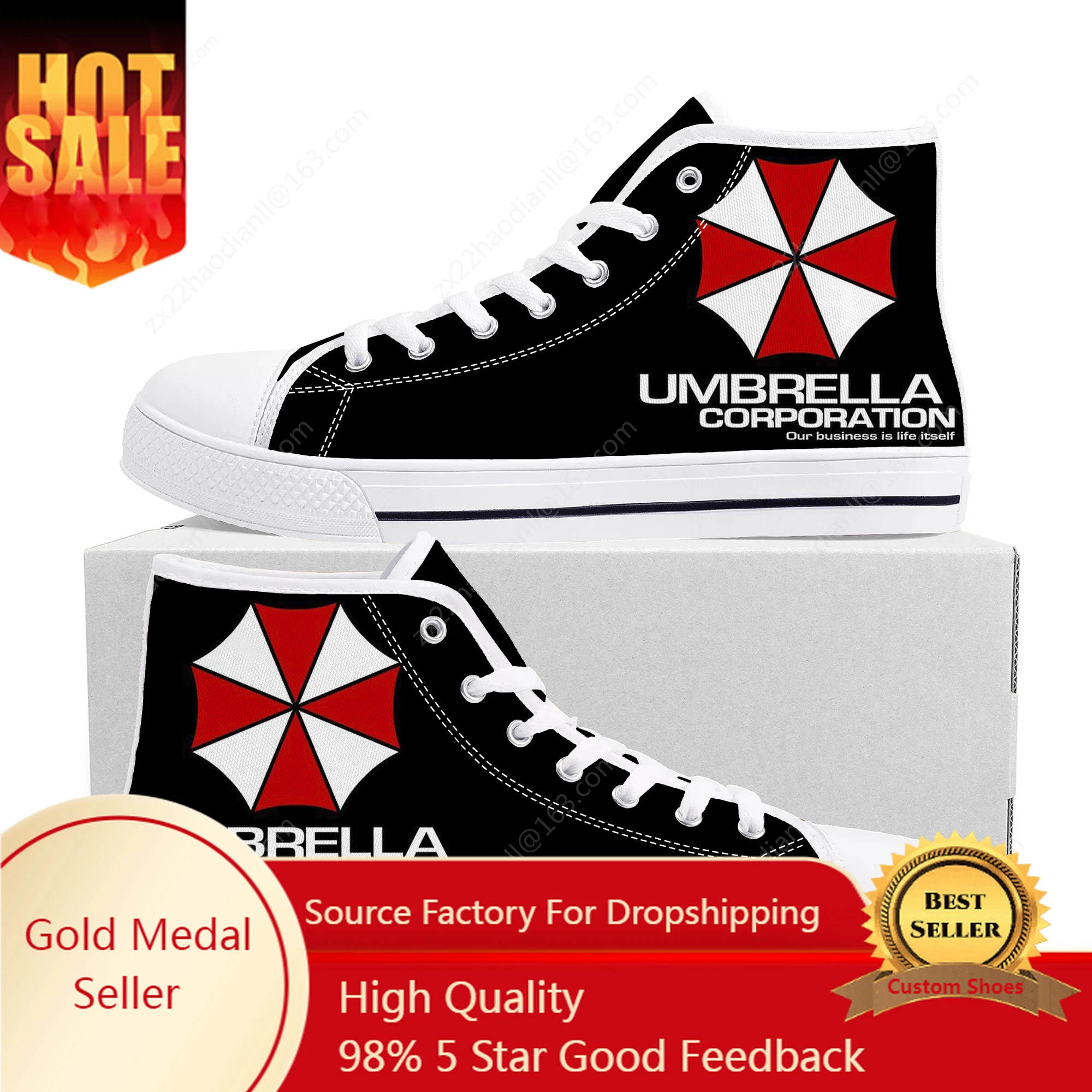 Umbrella Corporation High Top Sneakers Mens Womens Teenager Zombie Horror Movie Canvas Sneaker couple Shoe Casual Custom Shoes