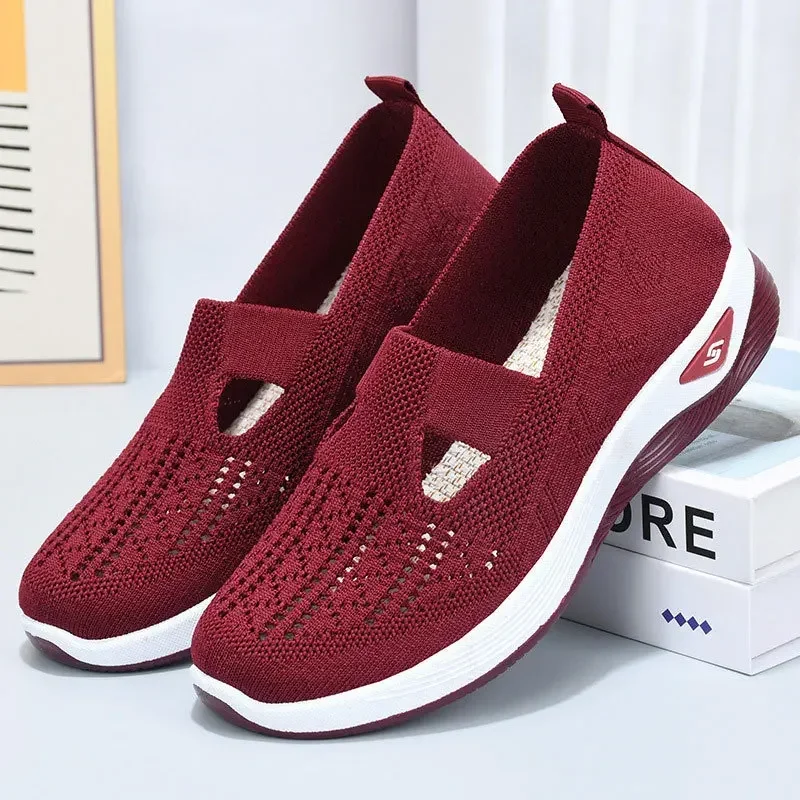 Women Flat Shoes 2024 Summer New Women Fashion Comfortable Soft Sole Breathable Hollow Casual Mesh Sports Shoes