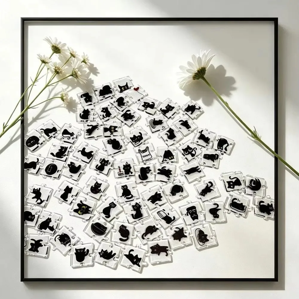 Irregular Piece Acrylic Cat Puzzle Transparency Non-Repeating Pattern Cat Jigsaw Puzzle Cat Themed Artwork Animal Jigsaw Puzzle view 2