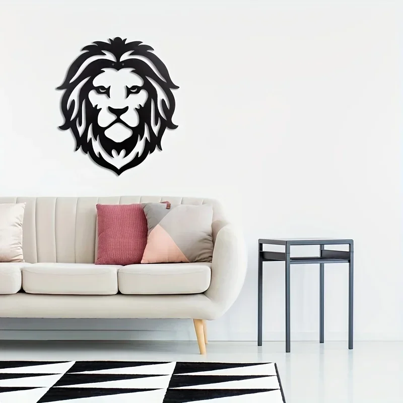 

CIFBUY Decoration Lion Black Metal Art Wall Hanging Decoration Sculpture Home Decor Metal Sign Outdoor Holiday Gift Restaurant D