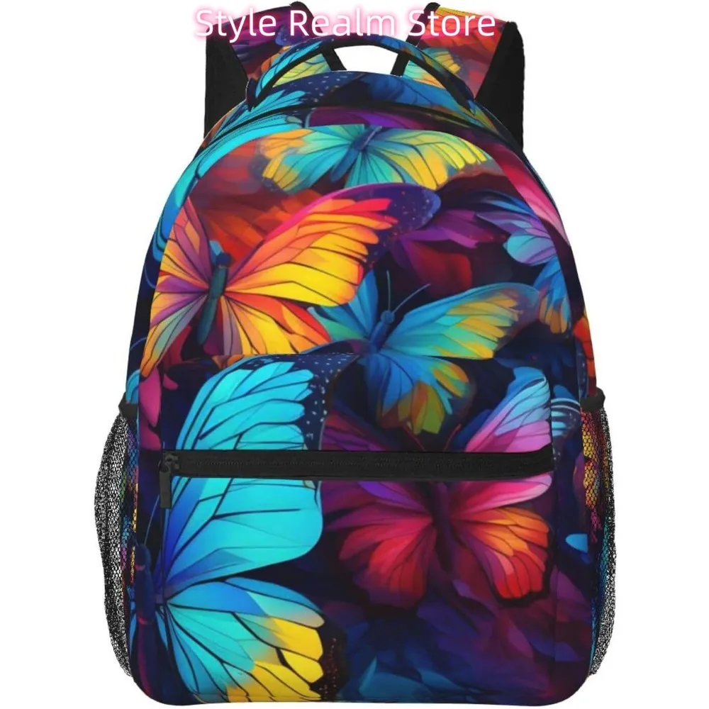 

Colorful Cute Butterfly Lightweight Laptop Backpack Lightweight Multipurpose Travel Casual Daypack Unisex College Backapcks for