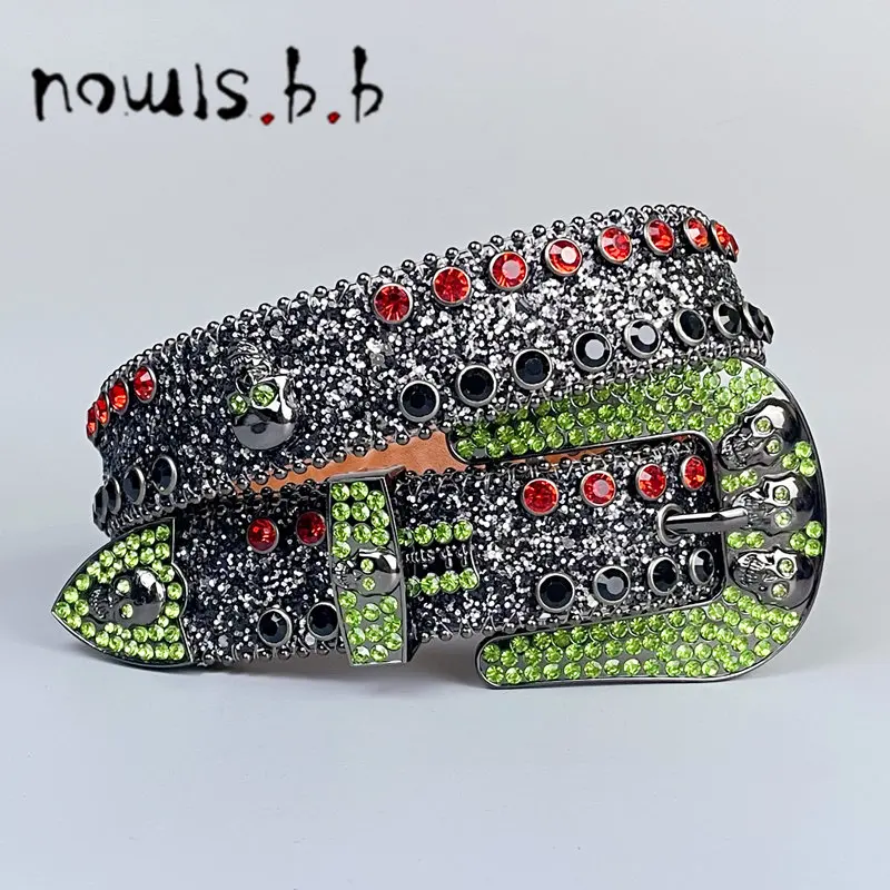 

NOWISBB Punk Rhinestone Belts Luxury Strap Western Cowboy Diamonds Bling Belt Men Y2K Crystal Studded Cinto De Strass for Jeans