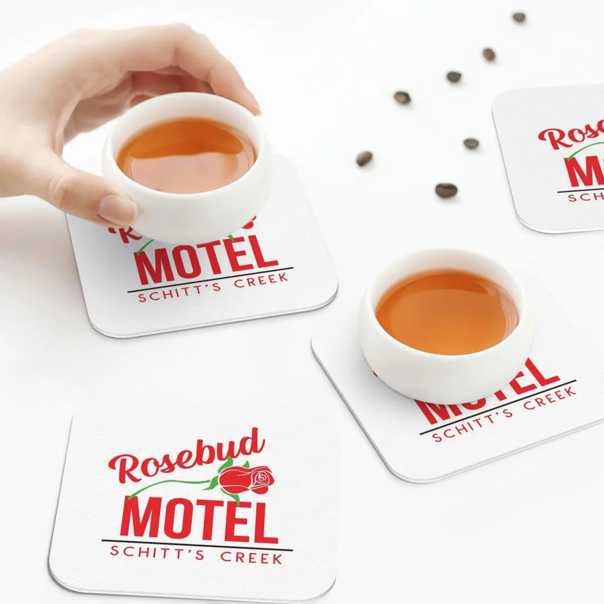 روزبود موتيل الوقايات المفارش الجلدية عدم الانزلاق العزل القهوة الحصير للمنزل المطبخ الطعام منصات مجموعة من 4