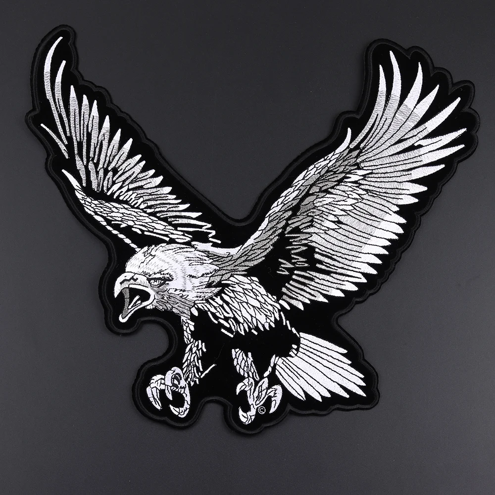 

Large white eagle size: 30.5 * 27.6CM Embroidery Clothes Patch Iron Appliques locomotive decoration DIY Decoration Patches