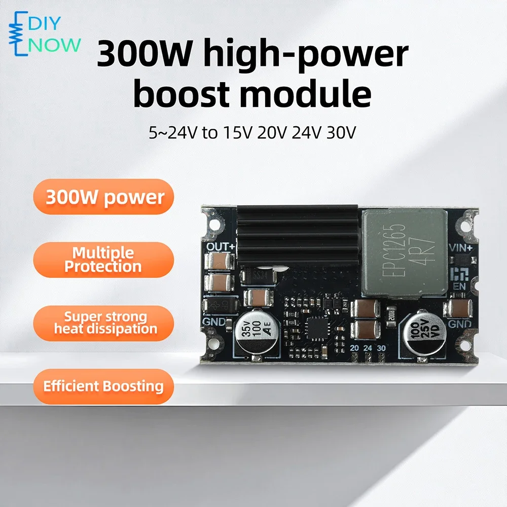 300W High Power Boost Module DC-DC Step-up Converter 15A 5-24V to 15V 20V 24V 30V Power Board for Automotive Electronics