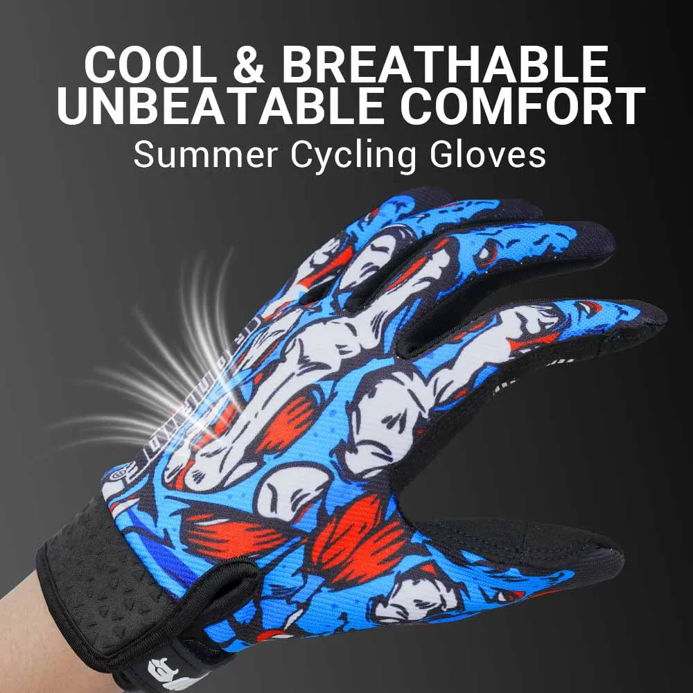 Motocross Gloves Anti-Slip Touchscreen Compatible Full Finger Summer Bike Riding Gloves Lightweight for Men Women Outdoor Sport
