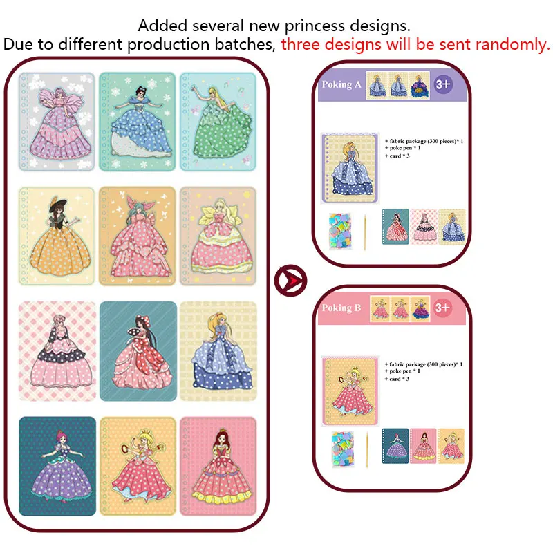 DIY Painting Sticker Craft Toys Kid Art Girls Poking Princess Handmade Educational Magical Children Gifts