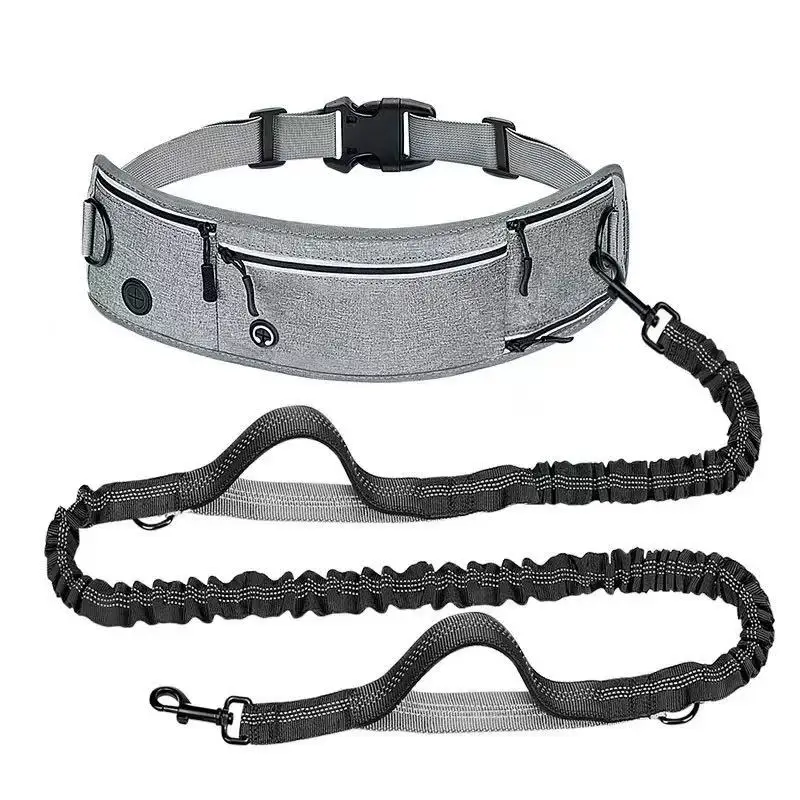 

New Waist Running Leash with Zipper Waist Dog Hands Free Dogs Leash Walking Pouch for Dog Walking Reflective Dual Padded Handles