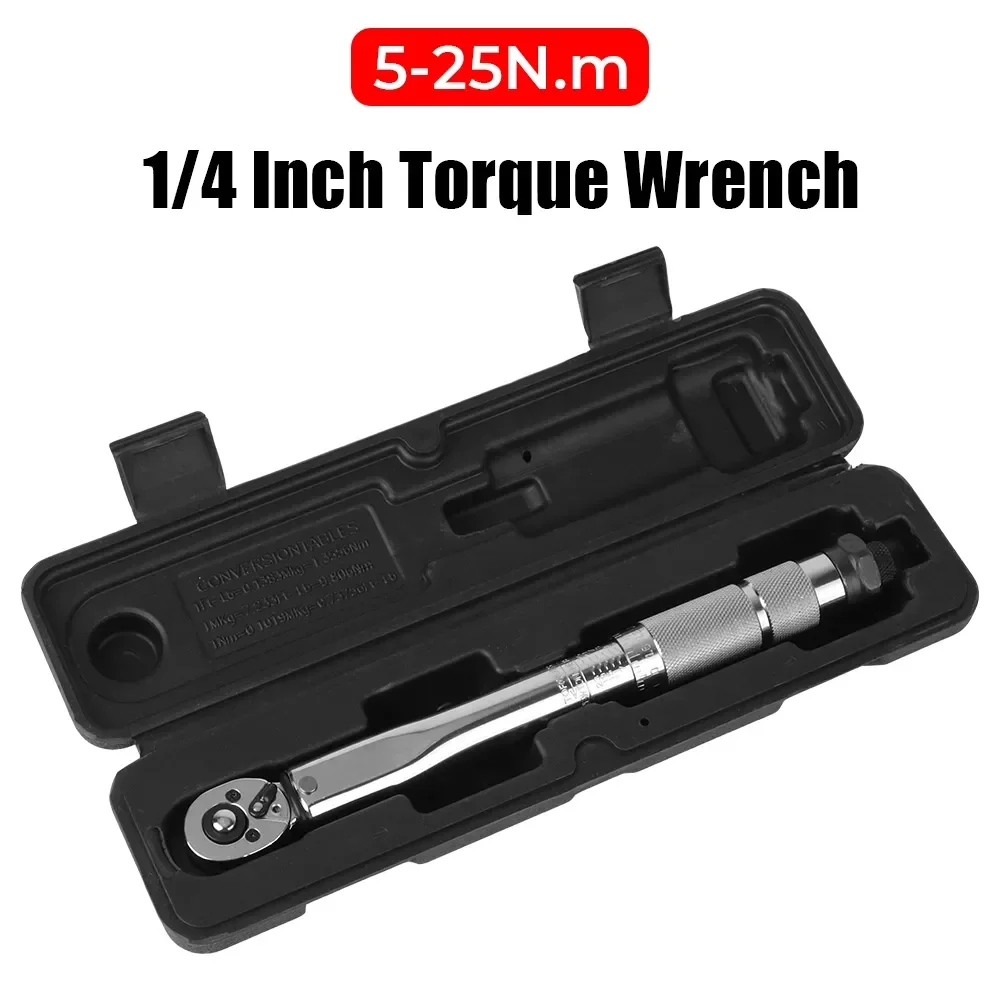 2-25N.m Bicycle Motorcycle Car Disassembly Tool Professional Preset Two-Way Ratchet Torque Wrench 1/4