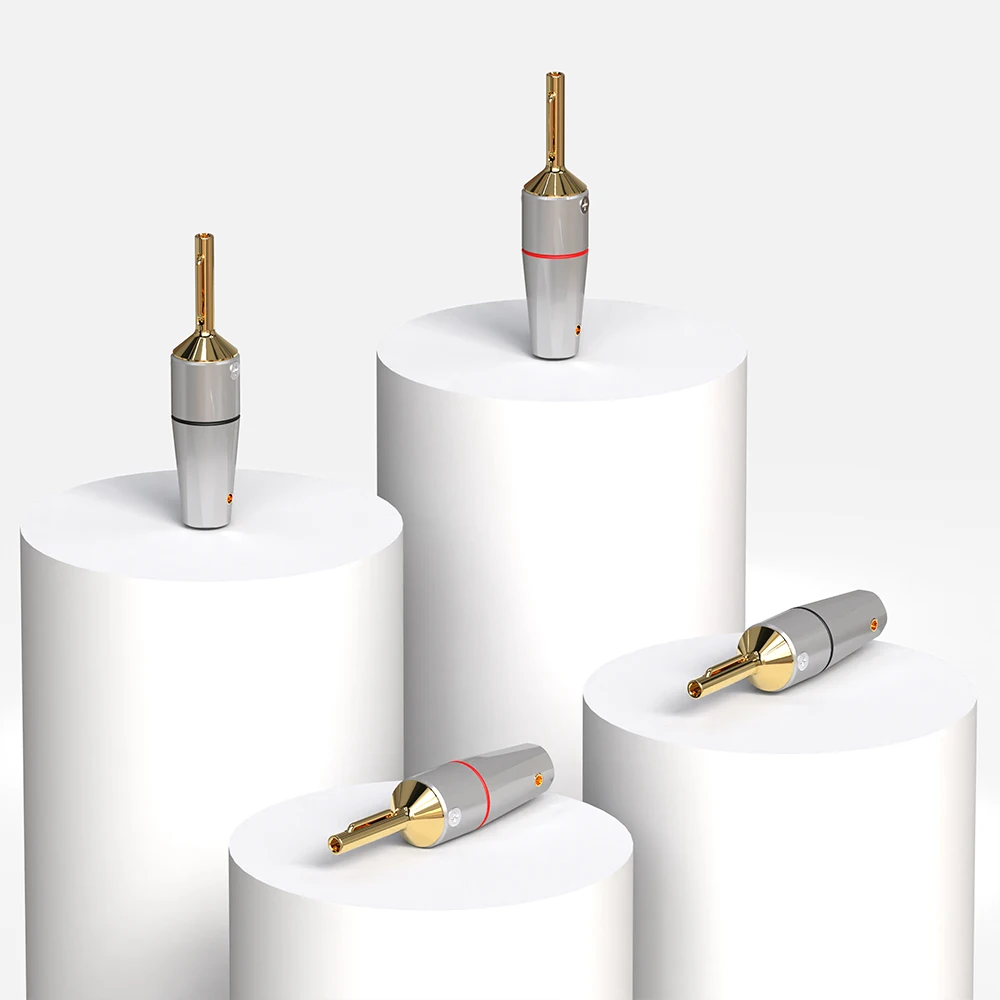

Monosaudio B802 Pure Copper Banana plug Gold/Rhodium plated Banana screws locking Plug Connector Speaker cable