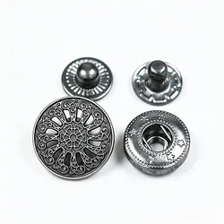 Round Metal Snap Fastener Poppers, Press Studs Kit, diy Sewing Leather Craft for Clothing Coat Bag, 17mm, 10sets