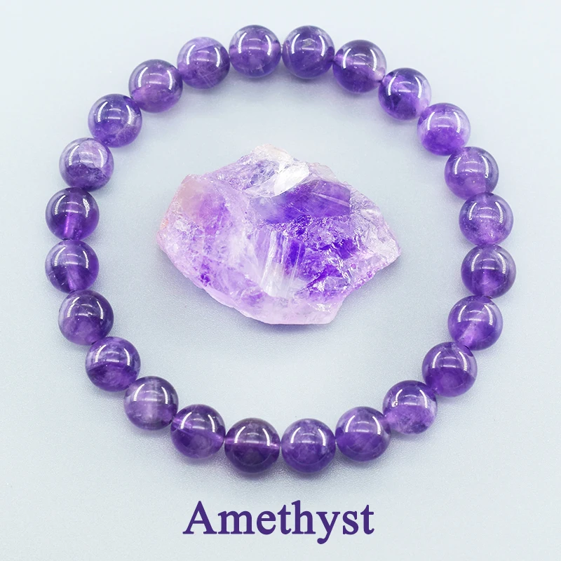 Amethust Bracelet Made of Real Natural Stone Beads Body-Purifying Geniune Amethyst Natural Crystal Bracelet for Women Pulsera