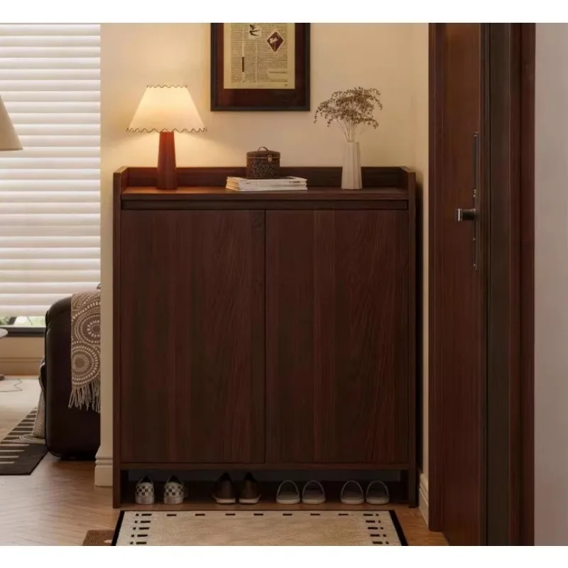 シューズラック玄関ドア多層2026新型家庭用ドア無垢材エコボード頑丈で耐久性のある防塵小型収納